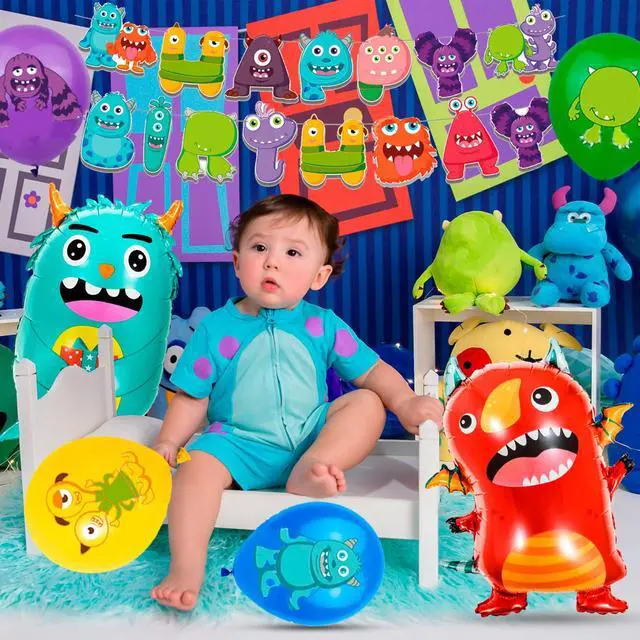 Alt view image 4 of 7 - 113 Pcs Monsters Inc Party Decoration Little Monster Balloon Cake Topper Cup Set