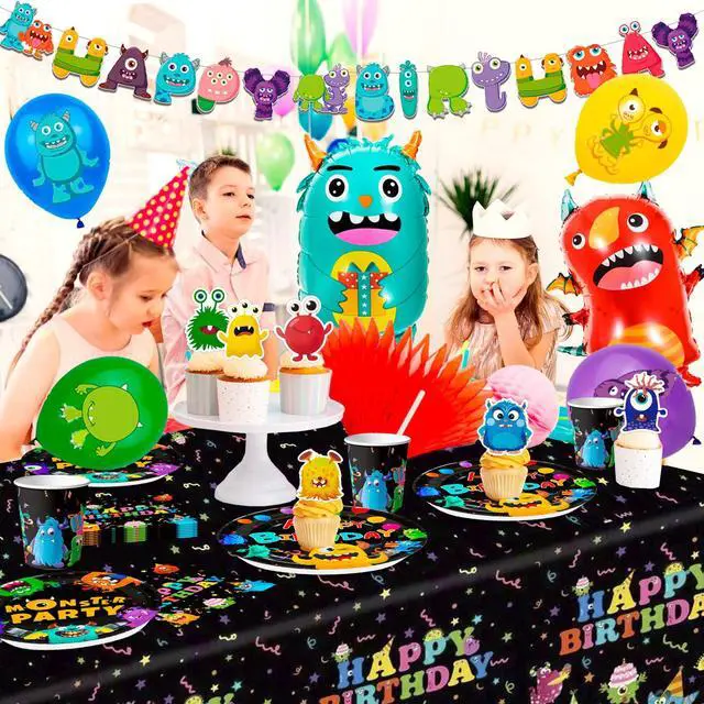 Alt view image 6 of 7 - 113 Pcs Monsters Inc Party Decoration Little Monster Balloon Cake Topper Cup Set