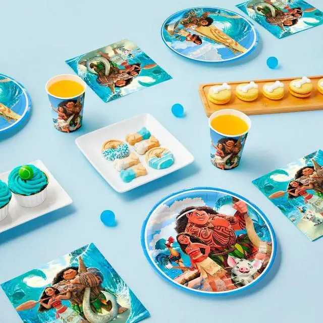 Alt view image 5 of 7 - 86 Pcs Moana Birthday Party Decorations & Tableware Packs Includ Moana Banners Tablecloth Plates Cups Napkins etc Moana Party Tableware for Moana Party Supplies for Boys/Girls, Serves 10
