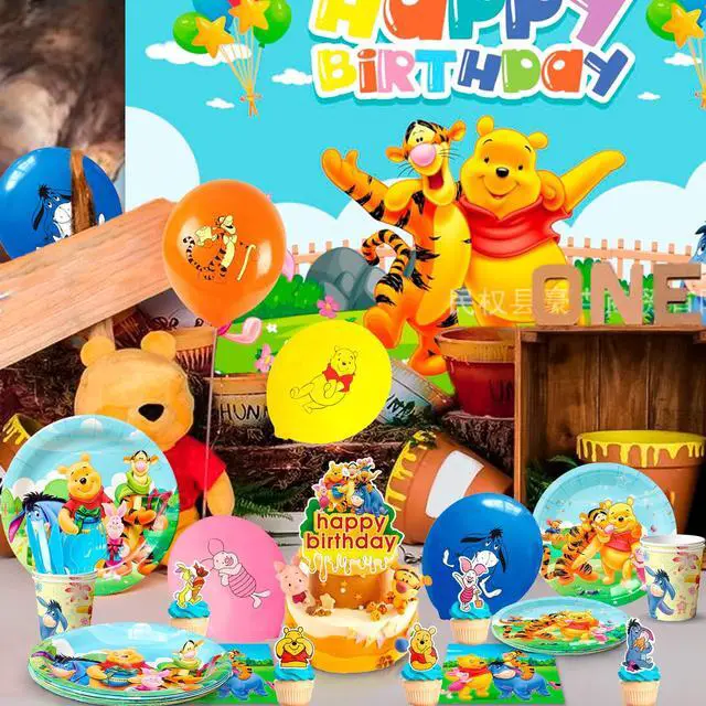 Alt view image 6 of 7 - Winnie the Pooh Birthday Party Supplies, 112 Pcs Winnie the Pooh Party Decorations Set - Winnie the Pooh Tablecloth Balloons Backdrop etc Winnie the Pooh Birthday Party Decorations
