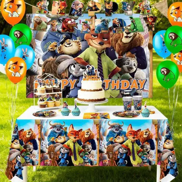 Main image of Zootopia Birthday Party Supplies, 112 Pcs Zootopia Birthday Decorations & Zootopia Party Tableware Set - Zootopia Birthday Plates Tablecloth Banners etc Zootopia Party Decorations for Kids