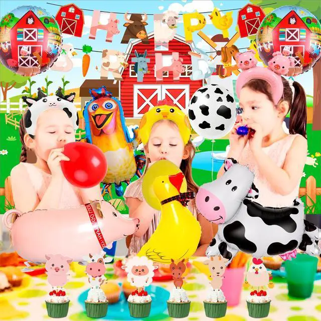 Alt view image 4 of 7 - Farm Animal Birthday Decorations, 49 Pcs Farm Party Decorations Set Including Farm Animal Balloons Backdrop Cupcake Toppers Head Hoop etc Farm Birthday Decorations Supplies for Girls/Boys Kids