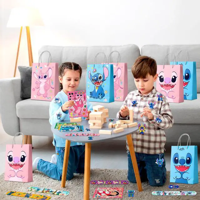 Alt view image 3 of 7 - Stitch Children's Party Gifts, 110 Pcs Stitch Birthday Party Gift Sets - Stitch Gift Bags Keychain Stickers Slap Bands and Other Stitch Party Supplies, Suitable for Stitch Birthday Decorations