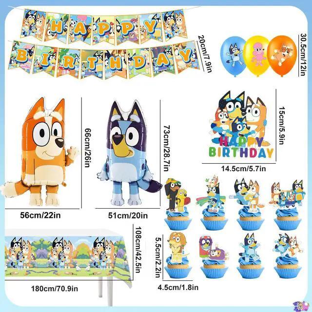 Alt view image 7 of 7 - Bluey Party Decorations, 29 Pcs Bluey Birthday Decorations-Bluey Party Balloons & Bluey Birthday Banners Cake Decorations Tablecloths etc Bluey Birthday Party Decorations