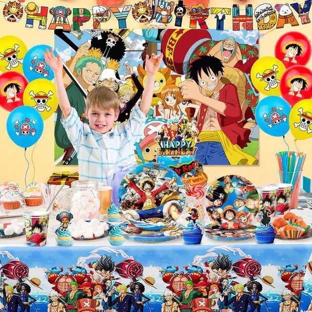 Alt view image 4 of 7 - One Piece Birthday Decorations for Kids,112pcs One Piece Party Decorations&One Piece Party Tableware Set- One Piece Anime Birthday Banner Balloons Plates Napkins etc One Piece Birthday Party Supplies