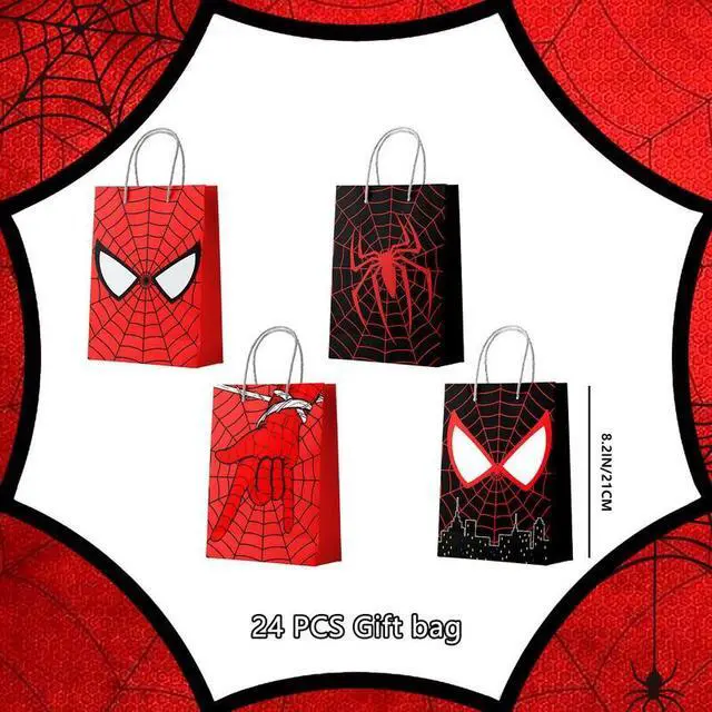 Alt view image 2 of 7 - Spiderman Goodie Bags - 24pcs Spiderman Party Bags, Spiderman Gift Bags, Spiderman Candy Bags for Boys/Girls Kids Spiderman Theme Birthday Party Decorations Suppilies