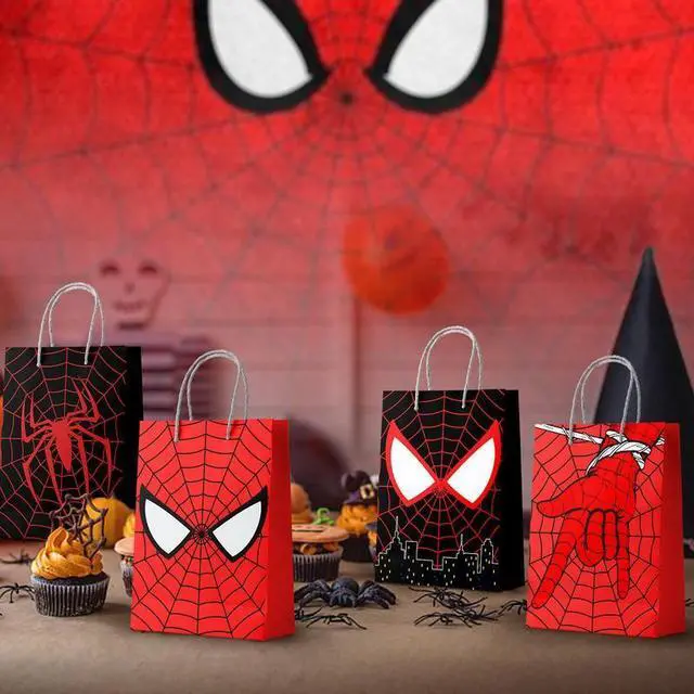 Alt view image 3 of 7 - Spiderman Goodie Bags - 24pcs Spiderman Party Bags, Spiderman Gift Bags, Spiderman Candy Bags for Boys/Girls Kids Spiderman Theme Birthday Party Decorations Suppilies