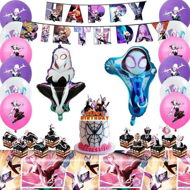 Main image of Spider Gwen Party Decorations, 29 Pcs Spider Gwen Decorations Set - Spider Gwen Balloons Banners & Spider Gwen Party Tablecloth Cake Toppers etc Spider Gwen Party Supplies for Girls/Boys