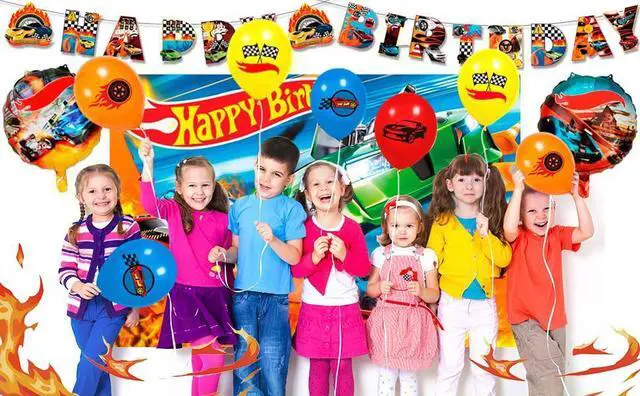 Alt view image 7 of 7 - Hot Wheels Birthday Decorations, 114 Pcs Hot Wheels Birthday Party Decorations & Tableware Set - Hot Wheels Party Plates Tablecloth Napkins Balloons Cake Toppers etc Hot Wheels Party Supplies