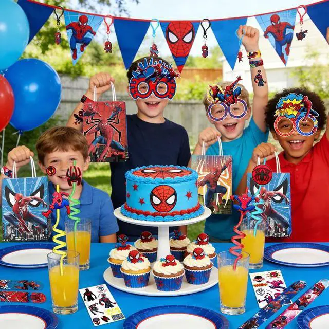 Alt view image 4 of 7 - 84 Pcs Spiderman Birthday Party Favors-Spiderman Goodie Bags Key Chains Stickers Straws Seal etc Spiderman Party Favors for Kids