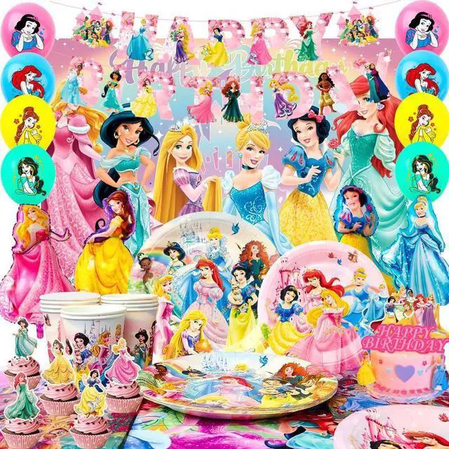 Main image of Princess Birthday Party Supplies, 116 Pcs Princess Party Decorations & Tableware Set - Princess Party Plates Cups Tablecloth & Princess Balloons Banner Backdrop etc Princess Decorations for Birthday