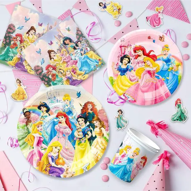 Alt view image 6 of 7 - Princess Birthday Party Supplies, 116 Pcs Princess Party Decorations & Tableware Set - Princess Party Plates Cups Tablecloth & Princess Balloons Banner Backdrop etc Princess Decorations for Birthday