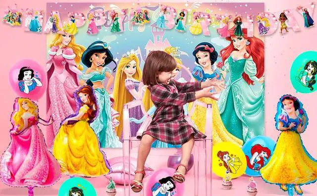 Alt view image 7 of 7 - Princess Birthday Party Supplies, 116 Pcs Princess Party Decorations & Tableware Set - Princess Party Plates Cups Tablecloth & Princess Balloons Banner Backdrop etc Princess Decorations for Birthday