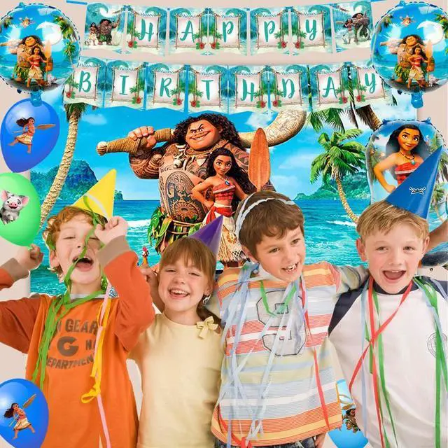 Alt view image 5 of 7 - Moana Birthday Party Supplies, 115 Pcs Moana Party Decorations&Tableware Set-Moana Birthday Balloons Banner Backdrop Plates Napkins Table Cloth Cake Topper etc Moana Birthday Decorations Supplies