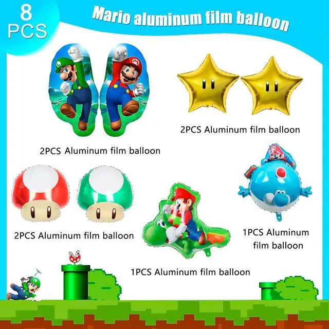 Alt view image 2 of 7 - Super Mario Party Decorations Balloons, 8 Pcs Super Mario Bros Balloons Including Mario Mushroom Foil Balloon & Star Foil Balloons etc Super Mario Foil Balloons for Boys Kids Mario Themed Party