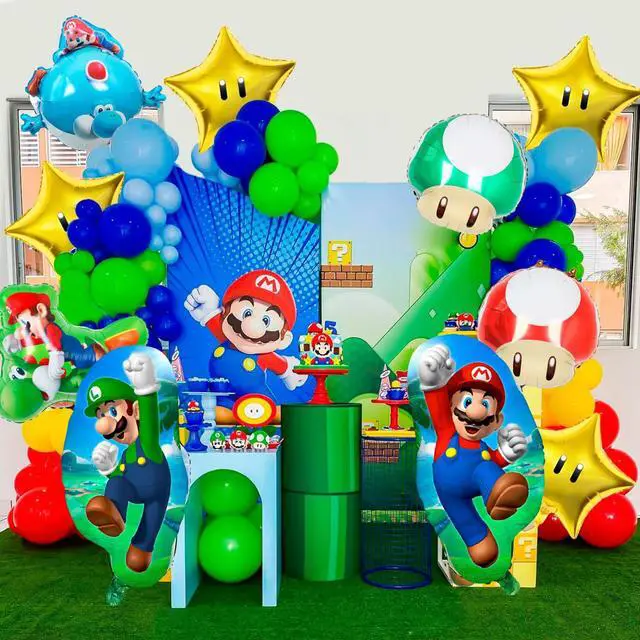 Alt view image 5 of 7 - Super Mario Party Decorations Balloons, 8 Pcs Super Mario Bros Balloons Including Mario Mushroom Foil Balloon & Star Foil Balloons etc Super Mario Foil Balloons for Boys Kids Mario Themed Party