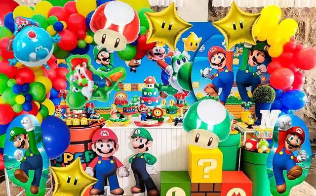 Alt view image 7 of 7 - Super Mario Party Decorations Balloons, 8 Pcs Super Mario Bros Balloons Including Mario Mushroom Foil Balloon & Star Foil Balloons etc Super Mario Foil Balloons for Boys Kids Mario Themed Party