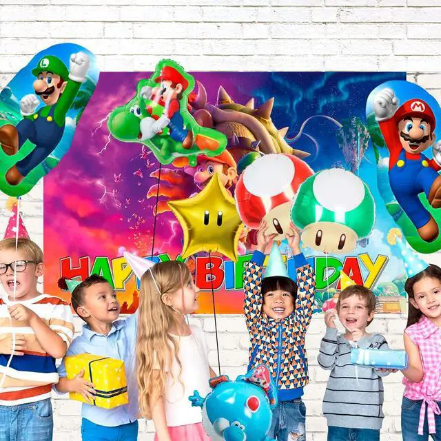 Alt view image 6 of 7 - Super Mario Party Decorations Balloons, 8 Pcs Super Mario Bros Balloons Including Mario Mushroom Foil Balloon & Star Foil Balloons etc Super Mario Foil Balloons for Boys Kids Mario Themed Party