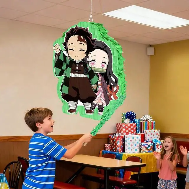 Alt view image 3 of 7 - 4 Pcs Demon Slayer Pinatas Bundle-Demon Slayer Party Piñata Blindfold&Pinata Stick etc Demon Slayer Birthday Party Supplies