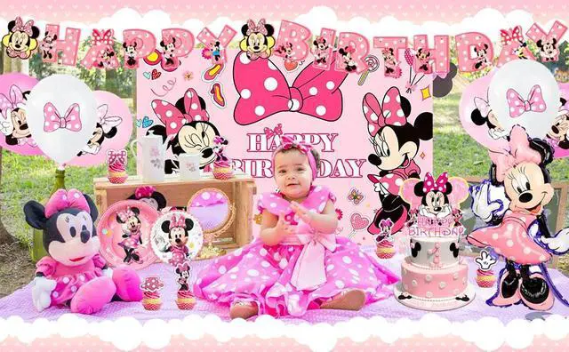 Alt view image 7 of 7 - Minnie Mouse Birthday Party Supplies,113pcs Minnie Mouse Birthday Decorations & Minnie Mouse Party Tableware Set - Minnie Mouse Birthday Plates Tablecloth Banner etc Minnie Mouse Party Decorations