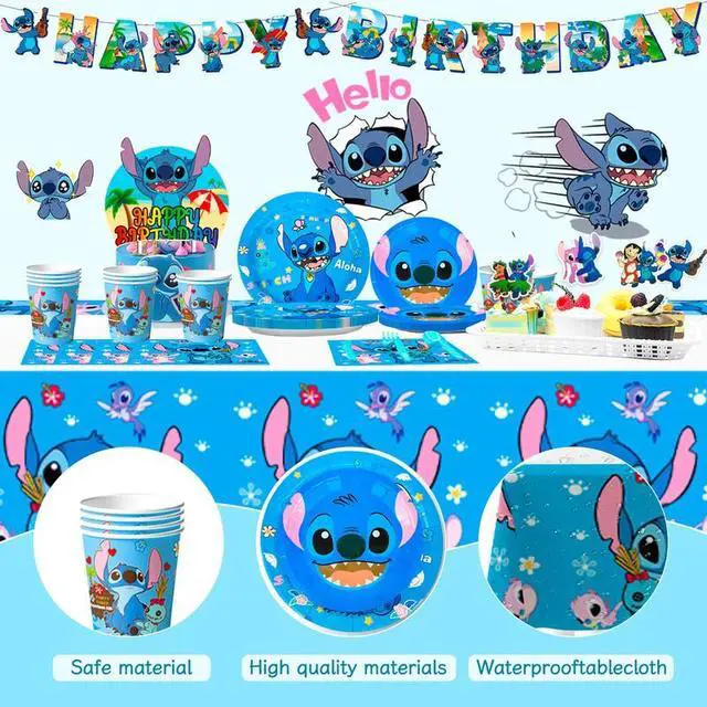 Alt view image 3 of 7 - Stitch Party Supplies, 106pcs Stitch Birthday Decorations&Stitch and Angel Birthday Tableware Set - Stitch Birthday Party Balloons Banner&Stitch Party Plates Napkins etc Stitch Birthday Party Supplies
