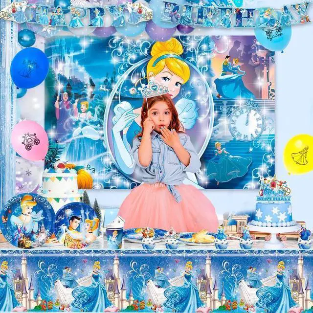 Alt view image 4 of 7 - Cinderella Birthday Party Supplies,112pcs Cinderella Party Decorations&Cinderella Themed Tableware Set-Cinderella Plates Cups Tablecloth Balloons Backdrop etc Cinderella Birthday Decorations for Girls