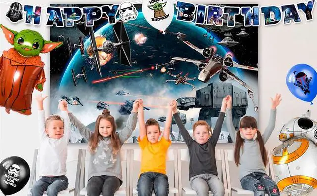 Alt view image 7 of 7 - Star Wars Party Supplies,114pcs Star Wars Party Decorations & Tableware Set-Star Wars Party Plates Napkins Cups & Star Wars Birthday Banner Balloons Cake Decorations etc Star Wars Birthday Decorations
