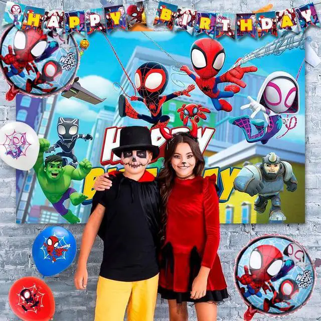 Alt view image 4 of 7 - 114 Pcs Spiderman Birthday Decorations and Party Tableware Set - Spiderman Decorations Balloons Banners and Spiderman Tablecloths Plates Cups Napkins etc Little Spiderman and Friends Party Supplies