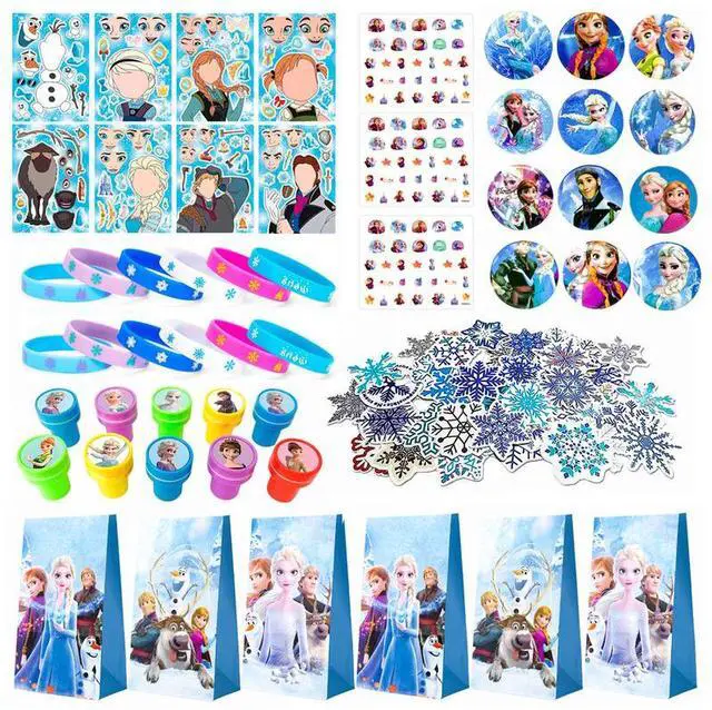 Main image of Frozen Party Favors,115pcs All-in-One Frozen Birthday Party Favors Set Including Frozen Party Favor Bags Stamper Stickers Badges etc Elsa Party Favors for Frozen Party Decorations Supplies