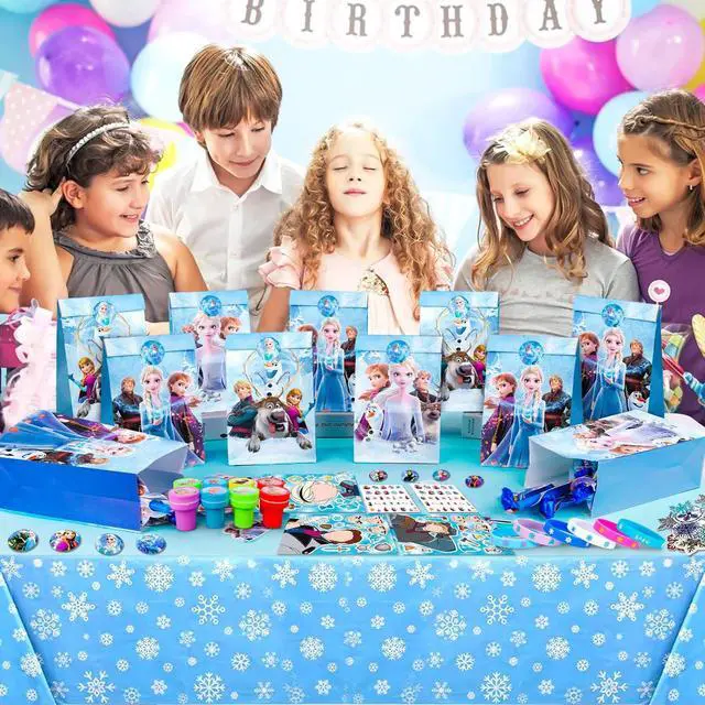 Alt view image 6 of 7 - Frozen Party Favors,115pcs All-in-One Frozen Birthday Party Favors Set Including Frozen Party Favor Bags Stamper Stickers Badges etc Elsa Party Favors for Frozen Party Decorations Supplies