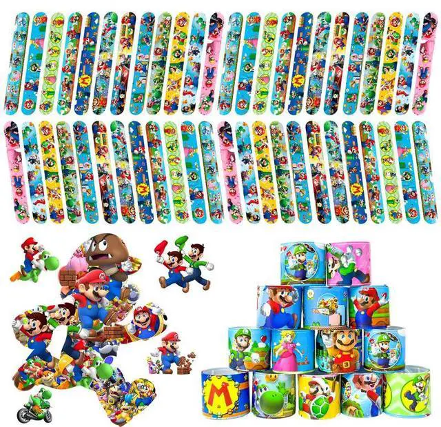 Main image of Super Mario Slap Bracelets, 40pcs Super Mario Bracelets and 50pcs Super Mario Stickers for Kids Boys & Girls - Mario Themed Party Favors for Mario Birthday Party Supplies