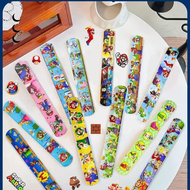 Alt view image 5 of 7 - Super Mario Slap Bracelets, 40pcs Super Mario Bracelets and 50pcs Super Mario Stickers for Kids Boys & Girls - Mario Themed Party Favors for Mario Birthday Party Supplies