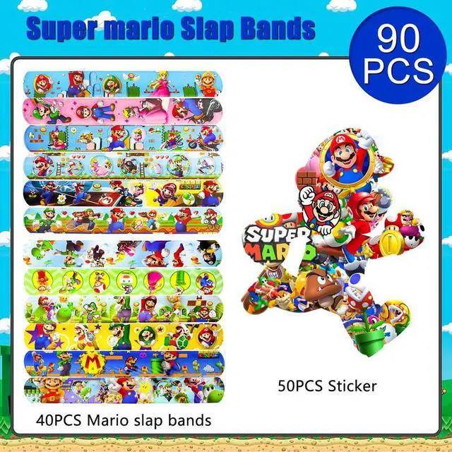 Alt view image 2 of 7 - Super Mario Slap Bracelets, 40pcs Super Mario Bracelets and 50pcs Super Mario Stickers for Kids Boys & Girls - Mario Themed Party Favors for Mario Birthday Party Supplies