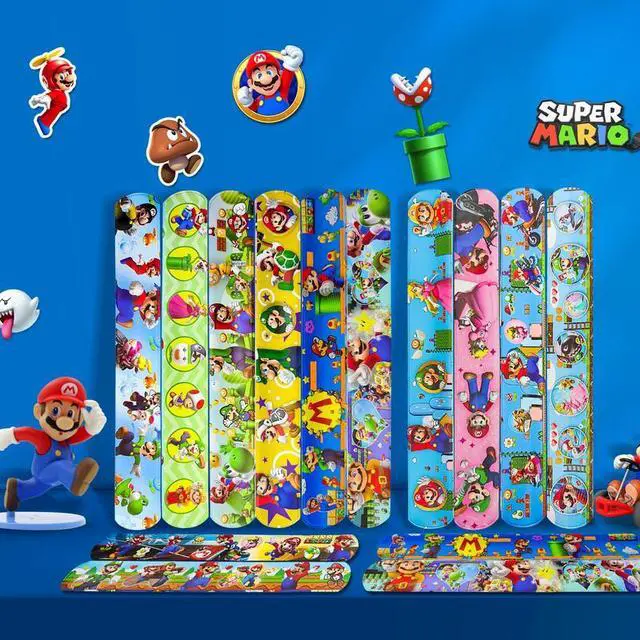 Alt view image 4 of 7 - Super Mario Slap Bracelets, 40pcs Super Mario Bracelets and 50pcs Super Mario Stickers for Kids Boys & Girls - Mario Themed Party Favors for Mario Birthday Party Supplies