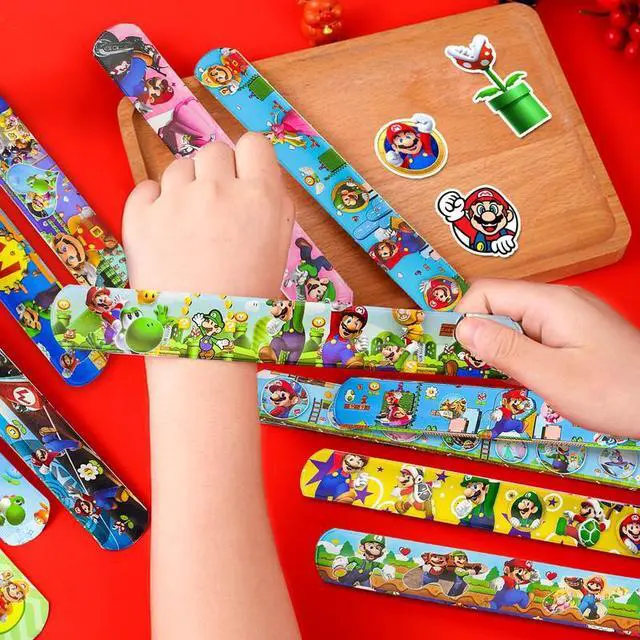 Alt view image 3 of 7 - Super Mario Slap Bracelets, 40pcs Super Mario Bracelets and 50pcs Super Mario Stickers for Kids Boys & Girls - Mario Themed Party Favors for Mario Birthday Party Supplies