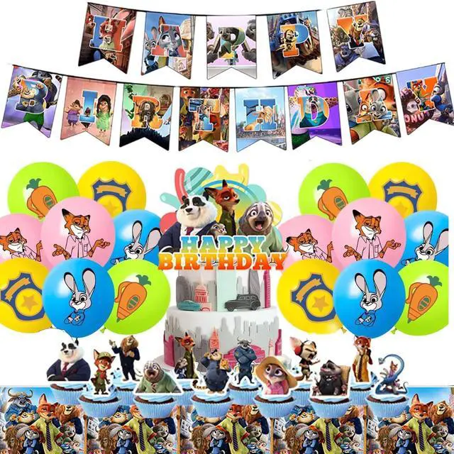 Main image of Zootopia Birthday Party Supplies, 29 Pcs Zootopia Party Decorations Set- Zootopia Birthday Decorations Banners Tablecloth & Zootopia Balloons Cake Toppers etc Zootopia Party Supplies for Kids