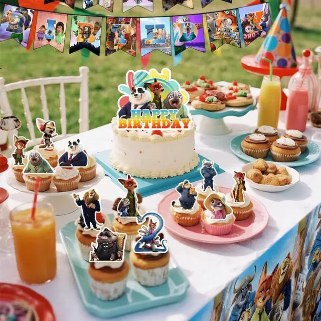 Alt view image 4 of 7 - Zootopia Birthday Party Supplies, 29 Pcs Zootopia Party Decorations Set- Zootopia Birthday Decorations Banners Tablecloth & Zootopia Balloons Cake Toppers etc Zootopia Party Supplies for Kids