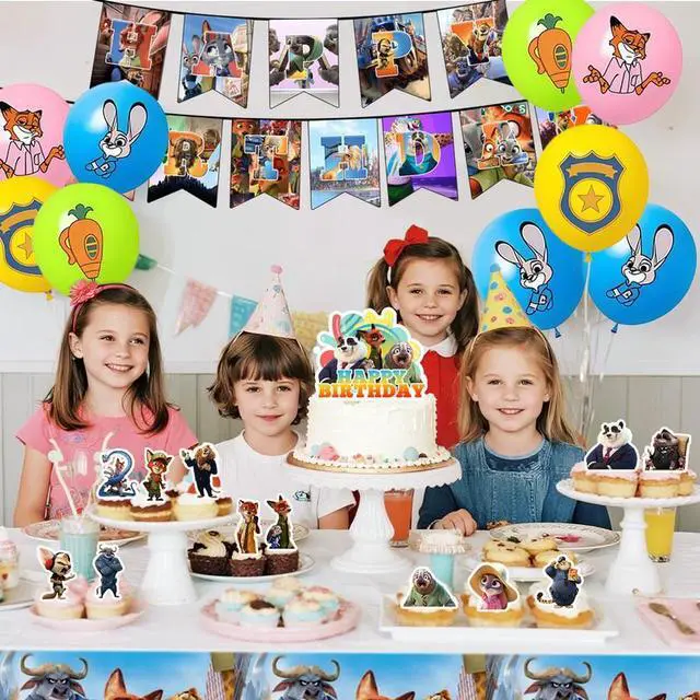 Alt view image 5 of 7 - Zootopia Birthday Party Supplies, 29 Pcs Zootopia Party Decorations Set- Zootopia Birthday Decorations Banners Tablecloth & Zootopia Balloons Cake Toppers etc Zootopia Party Supplies for Kids