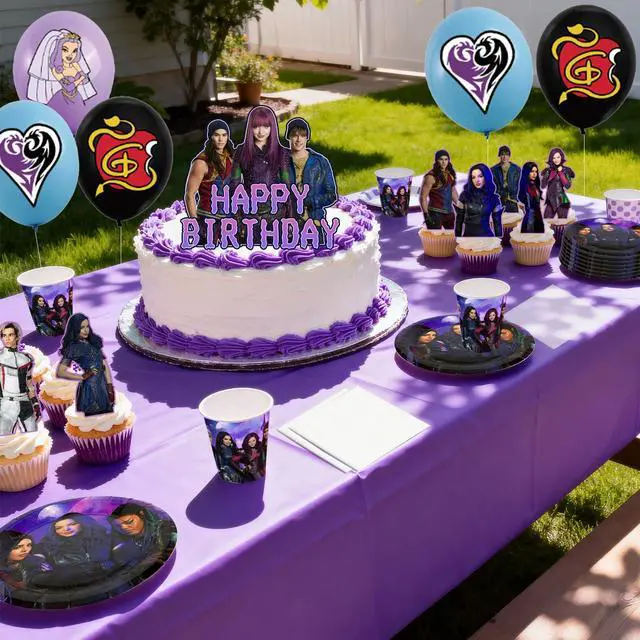 Alt view image 6 of 7 - 98 Pcs Descendants Birthday Party Decorations and Descendants Party Tableware Sets - Descendants Birthday Plates Tablecloth Banners and More Descendants Party Supplies for Kids