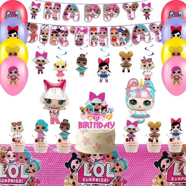Main image of Surprise Doll Party Decorations, 35 Pcs LOL Birthday Decorations Set - Surprise Doll Party Balloons & Surprise Doll Birthday Banner Cake Toppers Tablecloths etc Surprise Doll Party Supplies for Kids