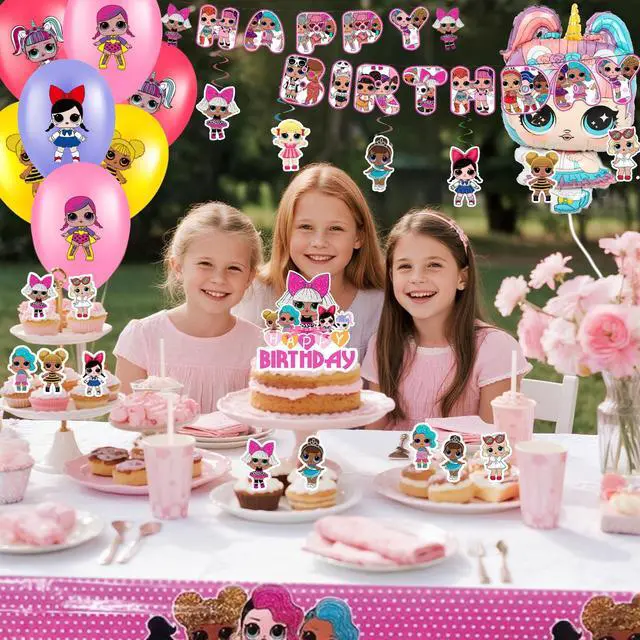 Alt view image 3 of 7 - Surprise Doll Party Decorations, 35 Pcs LOL Birthday Decorations Set - Surprise Doll Party Balloons & Surprise Doll Birthday Banner Cake Toppers Tablecloths etc Surprise Doll Party Supplies for Kids