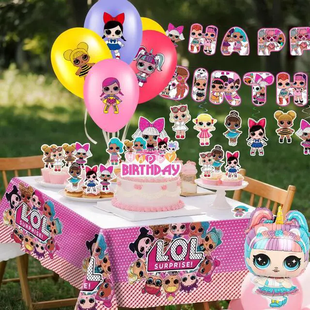 Alt view image 5 of 7 - Surprise Doll Party Decorations, 35 Pcs LOL Birthday Decorations Set - Surprise Doll Party Balloons & Surprise Doll Birthday Banner Cake Toppers Tablecloths etc Surprise Doll Party Supplies for Kids