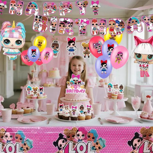 Alt view image 6 of 7 - Surprise Doll Party Decorations, 35 Pcs LOL Birthday Decorations Set - Surprise Doll Party Balloons & Surprise Doll Birthday Banner Cake Toppers Tablecloths etc Surprise Doll Party Supplies for Kids