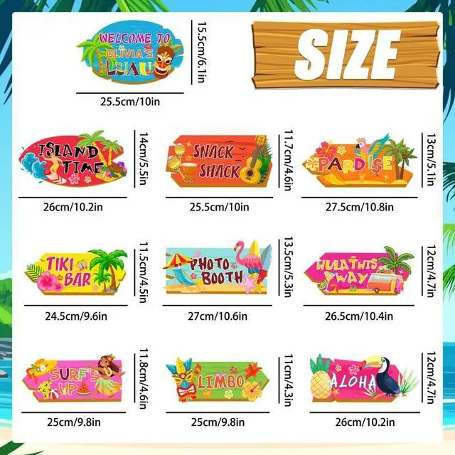 Alt view image 7 of 7 - Hawaiian Luau Party Directional Sign, 20 Pcs Hawaiian Party Direction Signs Summer Tropical Party Direction Signs for Beach Pool Aloha Party Decorations Supplies