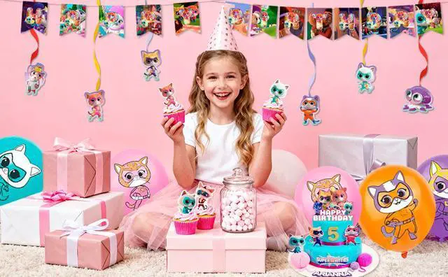 Alt view image 7 of 7 - SuperKitties Party Decorations, 45 Pcs SuperKitties Birthday Decorations Set - SuperKitties Party Balloons & Banner Cake Toppers Tablecloth etc SuperKitties Birthday Party Decorations