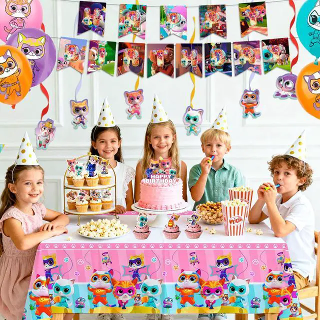 Alt view image 4 of 7 - SuperKitties Party Decorations, 45 Pcs SuperKitties Birthday Decorations Set - SuperKitties Party Balloons & Banner Cake Toppers Tablecloth etc SuperKitties Birthday Party Decorations