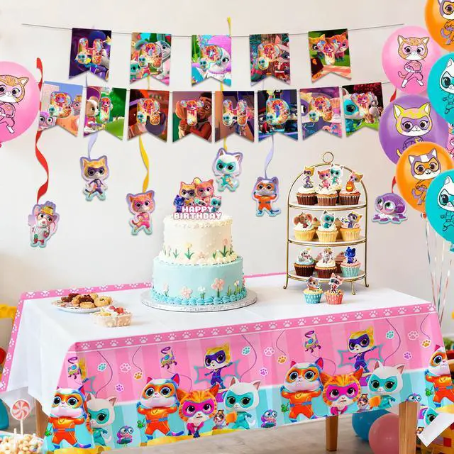 Alt view image 6 of 7 - SuperKitties Party Decorations, 45 Pcs SuperKitties Birthday Decorations Set - SuperKitties Party Balloons & Banner Cake Toppers Tablecloth etc SuperKitties Birthday Party Decorations