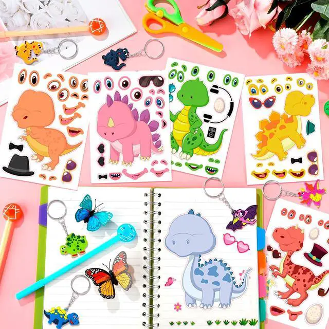 Alt view image 4 of 7 - Dinosaur Party Favors for Kids, 96pcs All-in-One Dinosaur Birthday Party Favors Set - Dino Party Favor Bags Keychains Stampers Stickers Toys Clap Bracelets etc Dinosaur Birthday Party Supplies