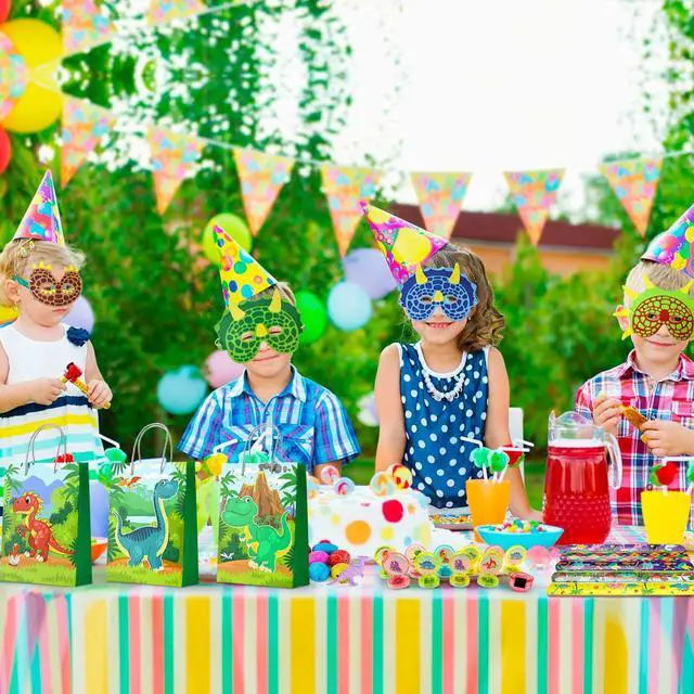 Alt view image 5 of 7 - Dinosaur Party Favors for Kids, 96pcs All-in-One Dinosaur Birthday Party Favors Set - Dino Party Favor Bags Keychains Stampers Stickers Toys Clap Bracelets etc Dinosaur Birthday Party Supplies