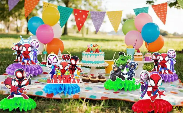Alt view image 7 of 7 - Spidey and His Amazing Friends Party Supplies, 9 Pcs Spidey Honeycomb Centerpieces for Birthday,Spidey Centerpieces for Tables 3D Double Side for Spidey and His Amazing Friends Decorations
